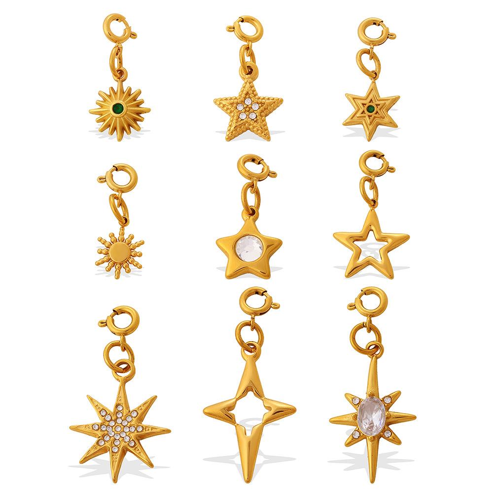 Fashion Personality Star Star Sun Jewelry Buckle Pendant Stainless Steel Gold Plated DIY Jewelry Accessories