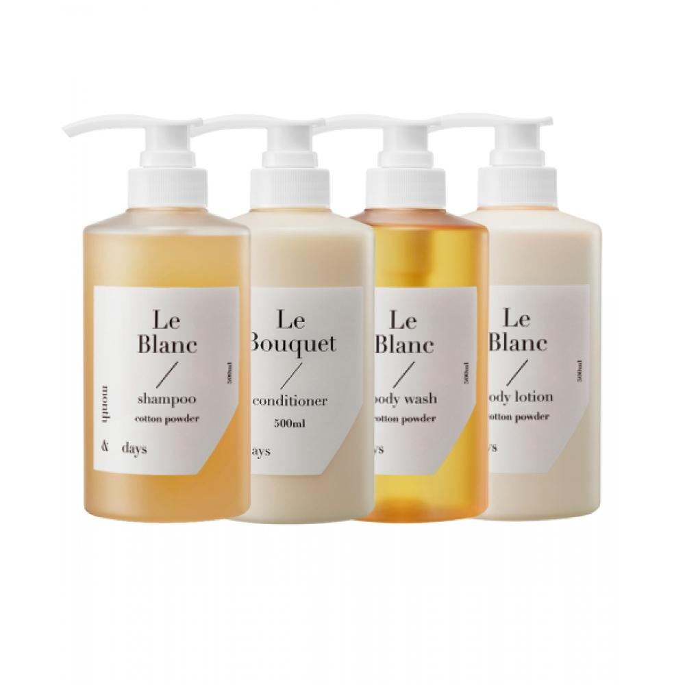 Monthndays Le Blanc Full Package  Shampoo 500ml+conditioner 500ml+body Wash 500ml+body Lotion 500ml FREE