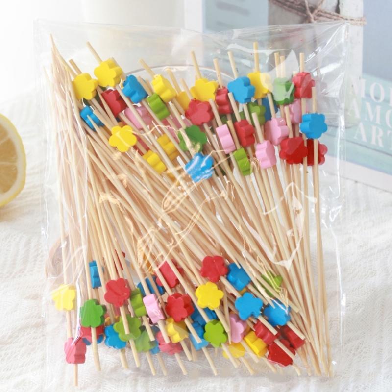 Pack Of 100 User Friendly Bamboos Skewers Camping Utensils For Cocktails Fruit Decorations Wedding Parties Supplies