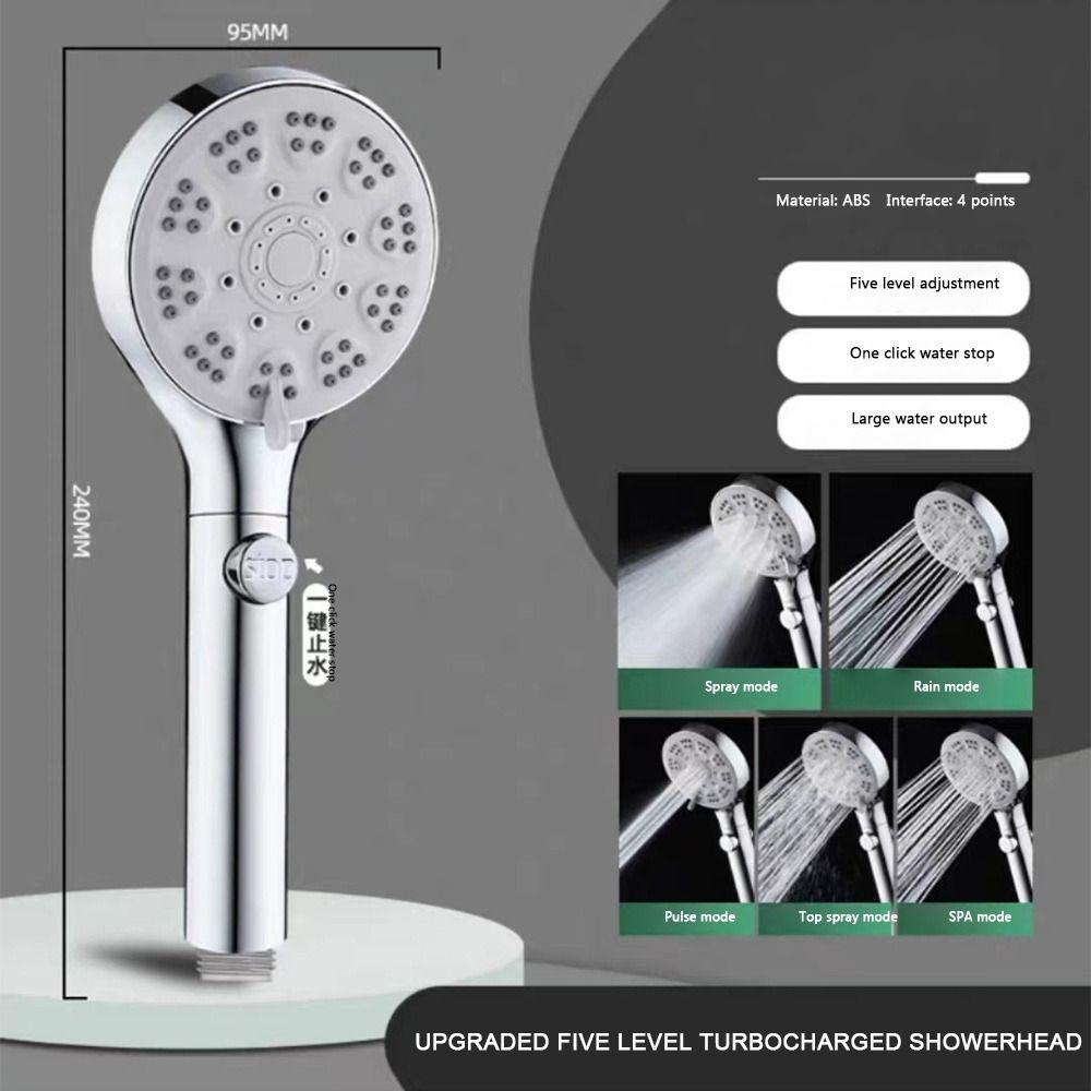 Adjustable Shower Head High Pressure 5 Modes Water-saving Sprinkler Handheld Multi-function Shower Sprayer Bathroom Accessories