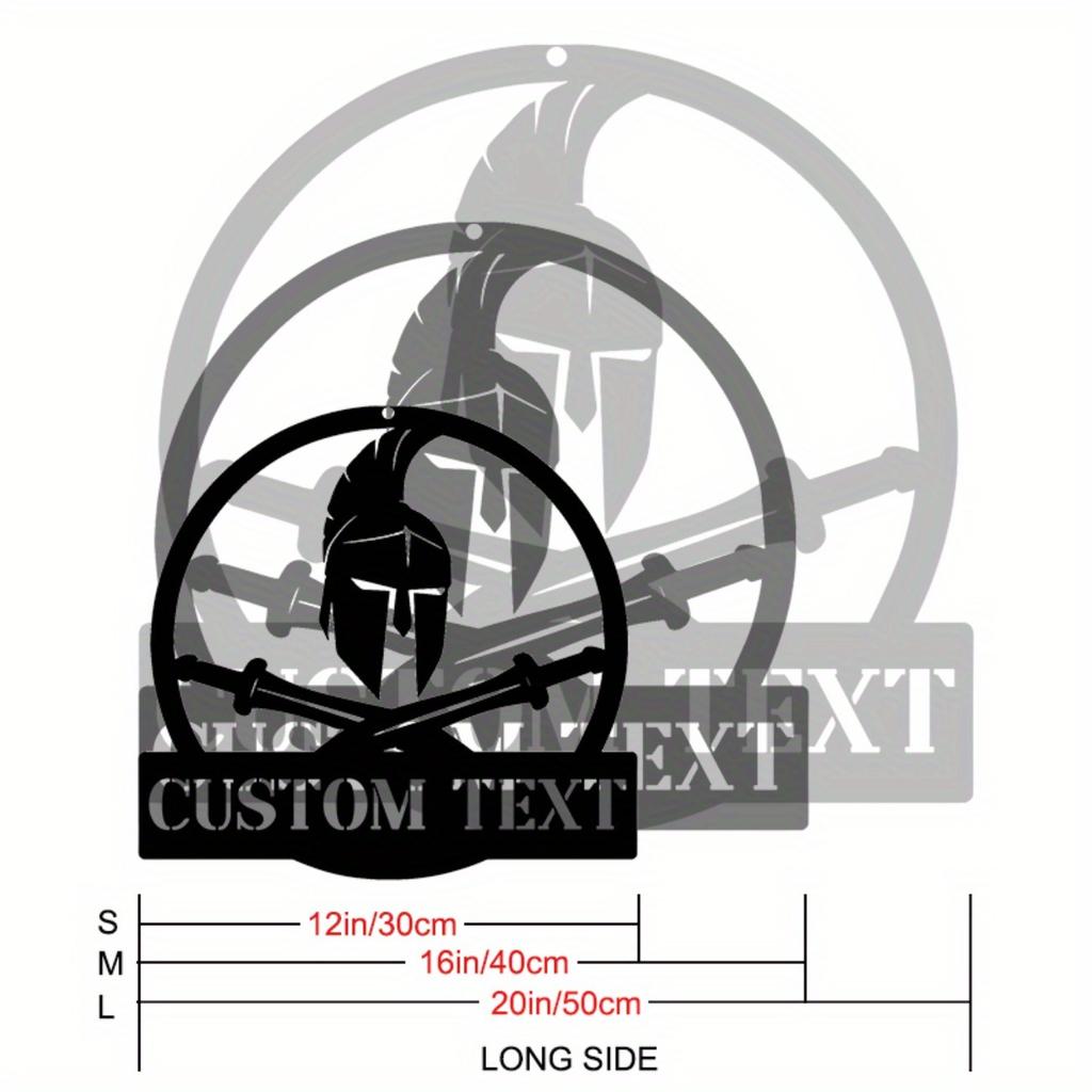 Benutzerdefinierte Spartanerkrieger Metallwandkunst, Personalisierbares Monogramm-Schild für Heimdekoration