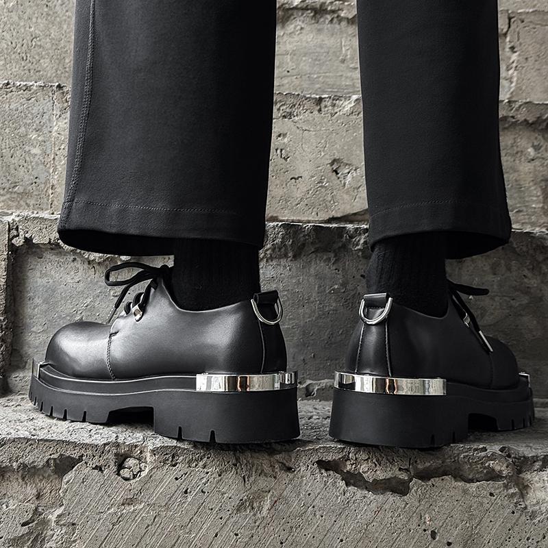 Fashion Derby Men's Leather Shoes Classic Designer Luxury Style Office and Leisure Business Thick Soled Height Increasing Youth Shoes