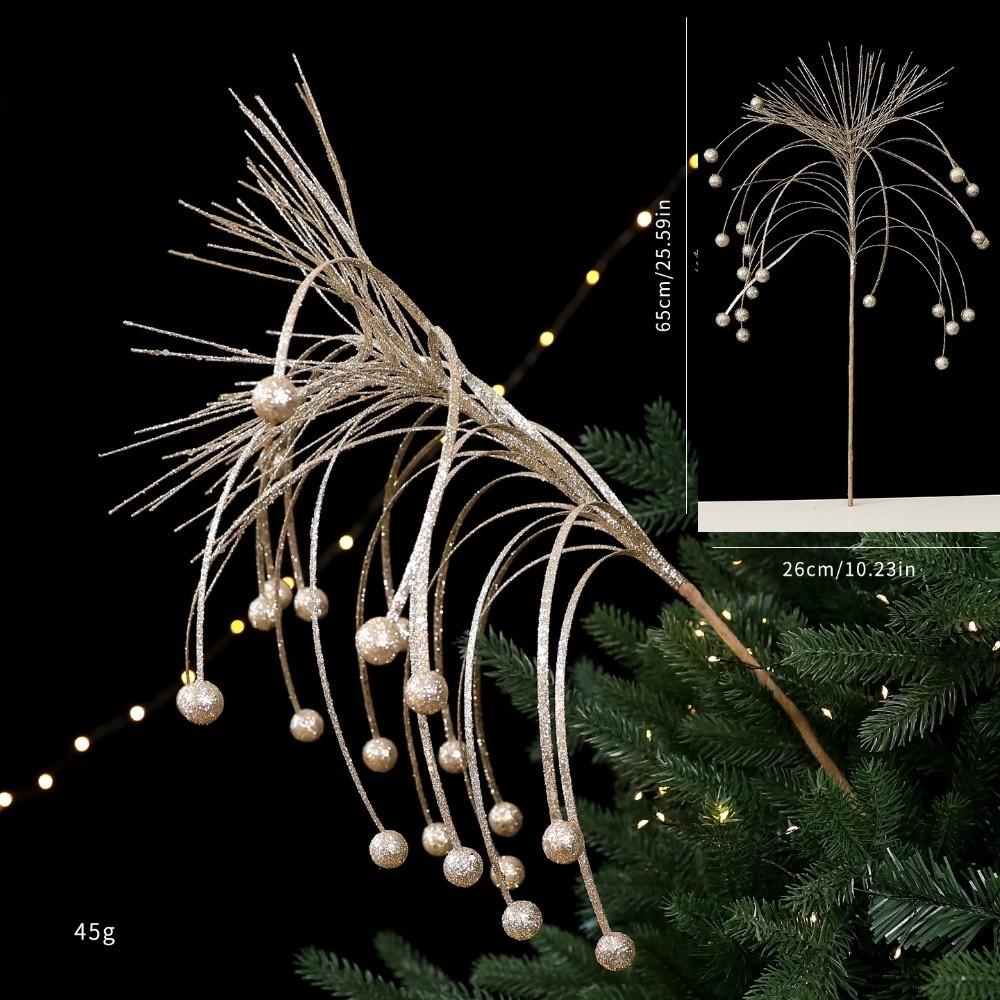 Glitter Branches Christmas Tree Pendant DIY Shiny Christmas Cypress Leaf Handmade Creative Christmas Leaf Pendant