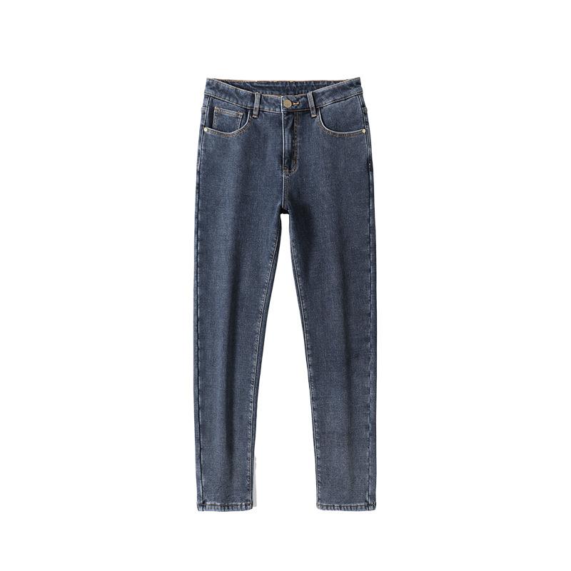 Iarna 2024 Pantaloni lungi pentru bărbați, elastici, elastici de pluș, drepti, denim elastic