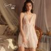Women's Plus Size Lace Sheer Comfy Backless Cami Dress Lingerie Set