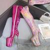 Fashion FHC 20CM Metal Heel,Women Thigh High Boots,Fetish Stage Pole Dance Shoes,Shiny Leather,Long Botas,Big Size 35-50,Custom Colors