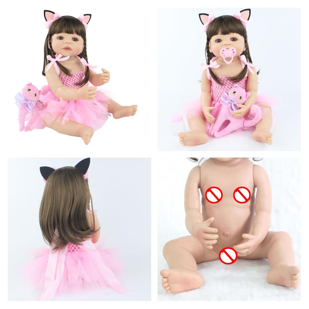 BZDOLL 55cm pełna silikonowa lalka Bebe Reborn realistyczne miękkie winylowe księżniczka jednorożec dzieci dziewczyna zabawka do kąpieli prezent urodzinowy dla dzieci