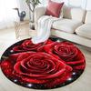 Red Roses Round Area Rug,Carpet Rug for Living Room Bedroom Sofa Playroom Decor,Non-slip Floor Mat