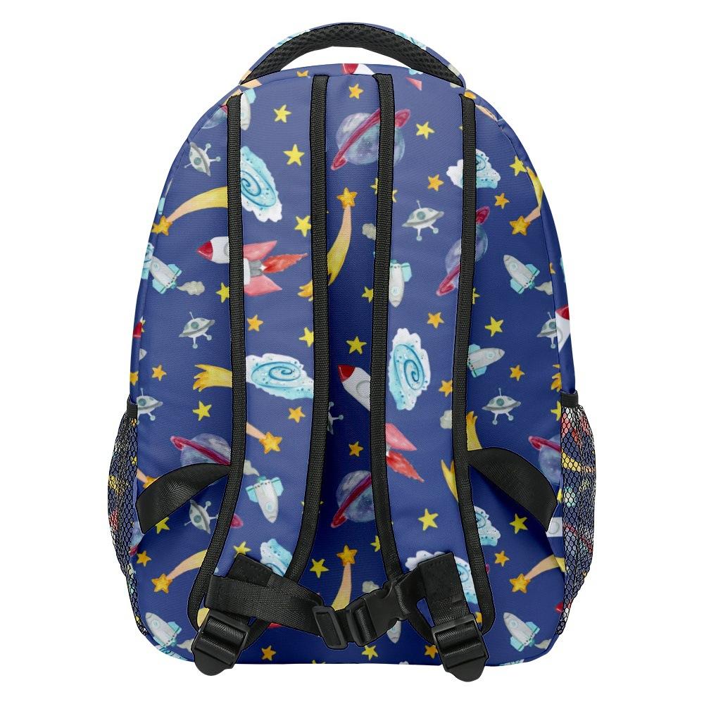 Kpop Youthful School Bags Unisex Space Rocket Spacecraft Travel Bags 3D Print Oxford Waterproof Notebook Shoulder Backpacks