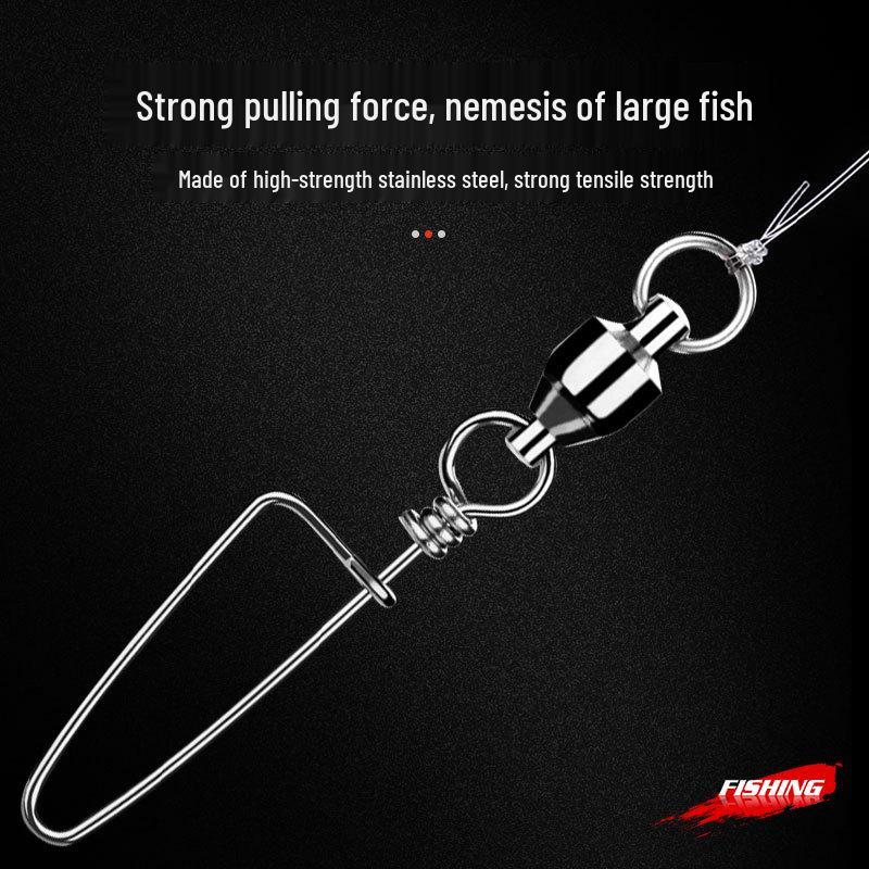 High-Speed Stainless Steel Fishing Swivel Connector with Eight-Character Ring - Curved for Big Game Sea Fishing