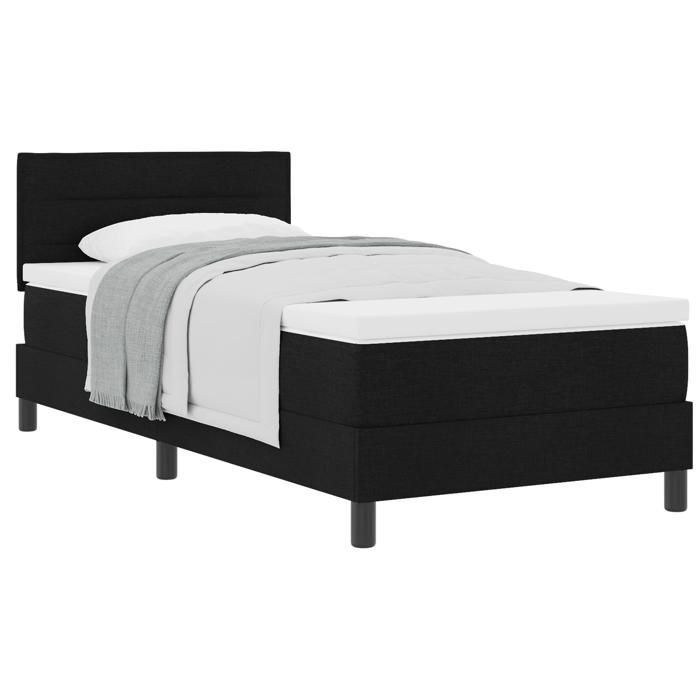 VidaXL Lit boxspring avec matelas noir 90x200 cm en tissu 3338582