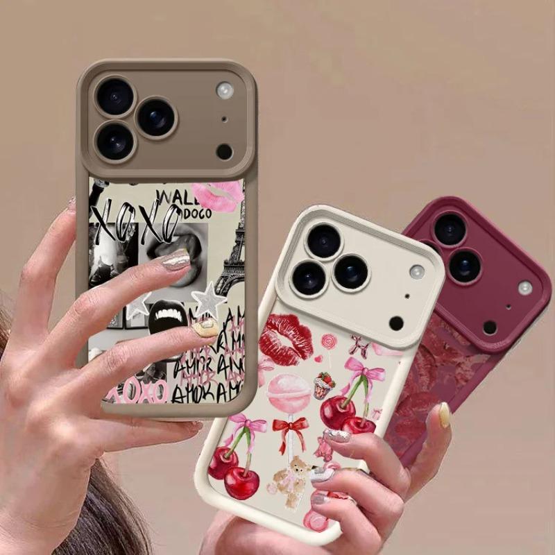 Fashion Creative Lip Print Phone Case For Iphone 17 16 15 14 13 12 11 Pro Max 17 Air 16E 15 Plus Iphone17 Shockproof Matte Cover