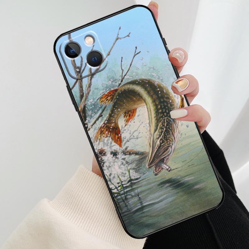 Pike Fish Fishing Bait Phone Case For iPhone 17 Pro Max 14 13 12 11 15 16 Pro Max mini 15 16 Plus 16e 17 Air Cover