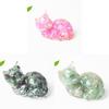 Resin Art Cat Figurine With Crystals For Home Office Decor Gift For Friends And Family