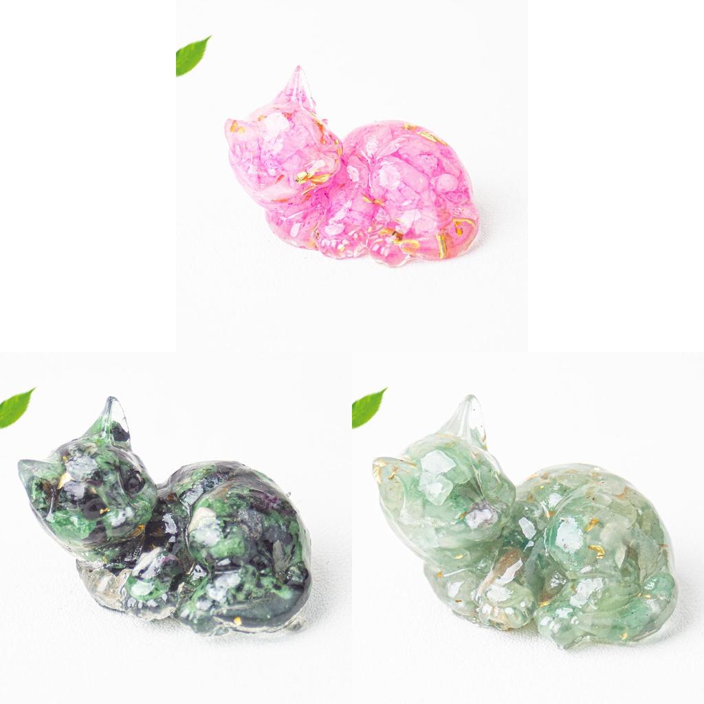 Resin Art Cat Figurine With Crystals For Home Office Decor Gift For Friends And Family