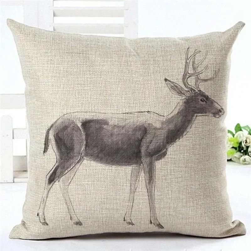 Drop Shipping Custom Elk New 24 Styles Linen Pillow Cover Geometric Deer Cushion Cover Nordic Style Home Decorative Pillow Case