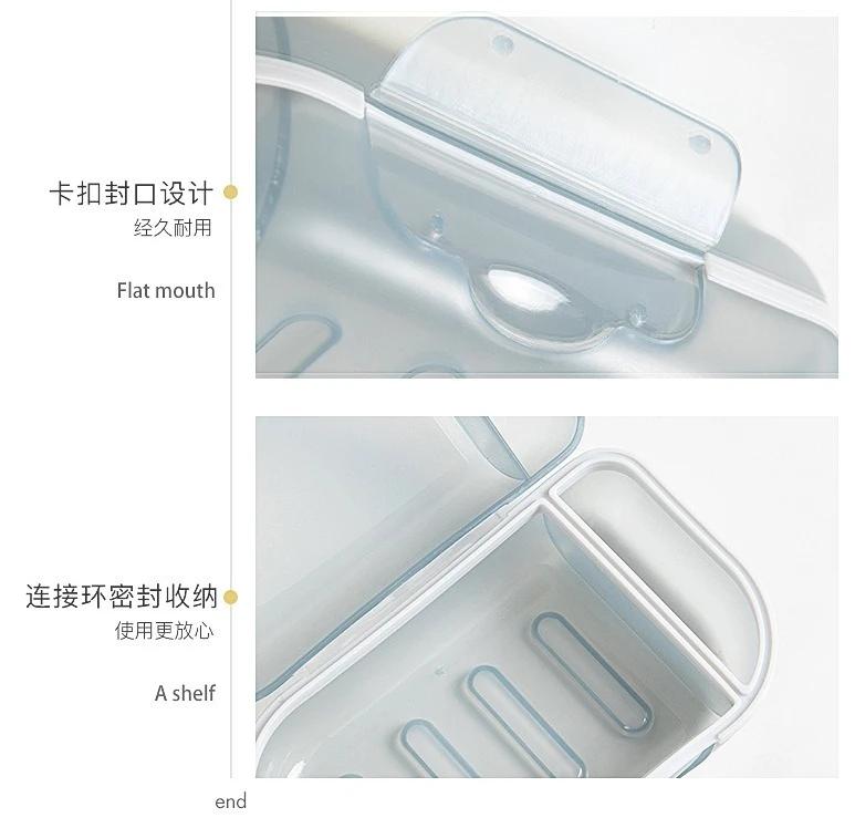 Portable Soap Box with Travel Cover, Plastic Sealed Multi Grid Soap Storage Box