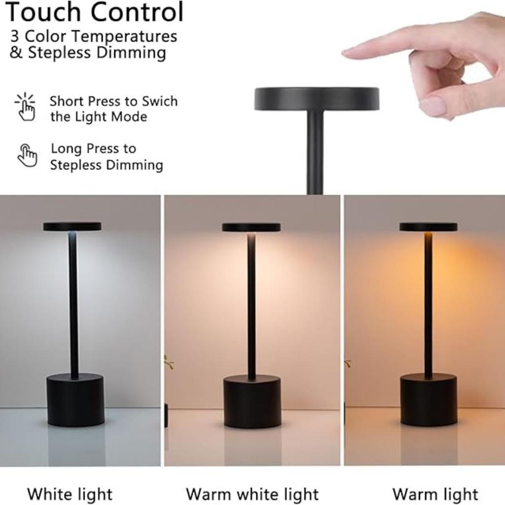 Minimalist LED rechargeable touch desk lampwiththree color bedside creative environment light bar outdoor decoration night light