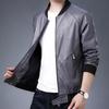 ROMON Men's Slim-fit Baseball Collar Faux Leather Jacket