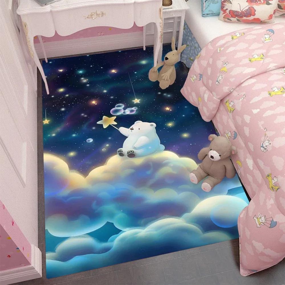 Little Bear Cartoon Rugs Children Bedroom Room Carpet  Carpets for Bed Room Washroom Floor Mat