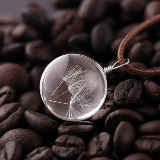 Stilvolle Löwenzahn-Glas-Halskette, Auto-Kugel-Anhänger, hängende Innendekoration