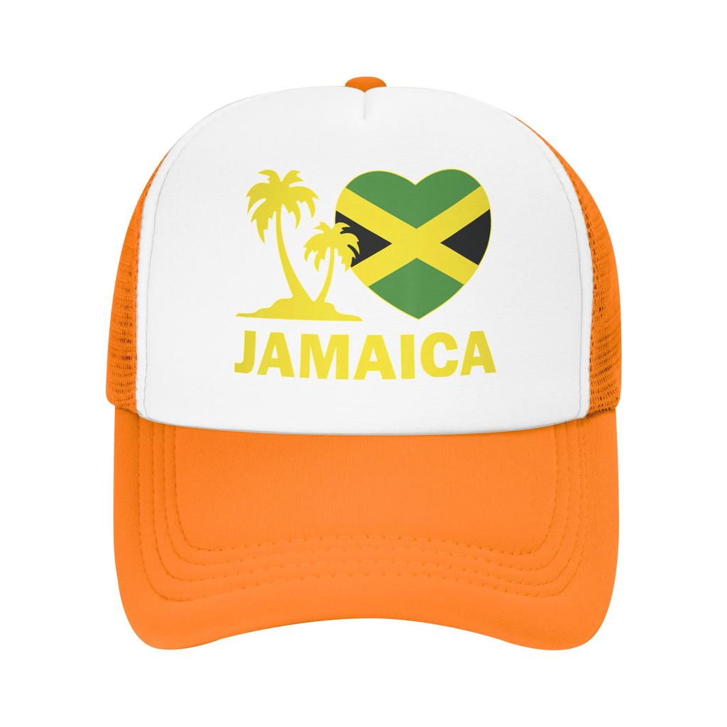 Jamaica I Love Jamaican Flag Trucker Caps Unisex Women Fashion  Hat Trucker Worker Cap Sports Cap Adjustable Mesh Baseball Cap