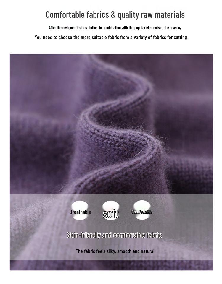 Women's Warm 100% Pure Wool Cardigan: Autumn/Winter Thick Knit Round Neck Sweater for Middle-aged & Elderly Moms