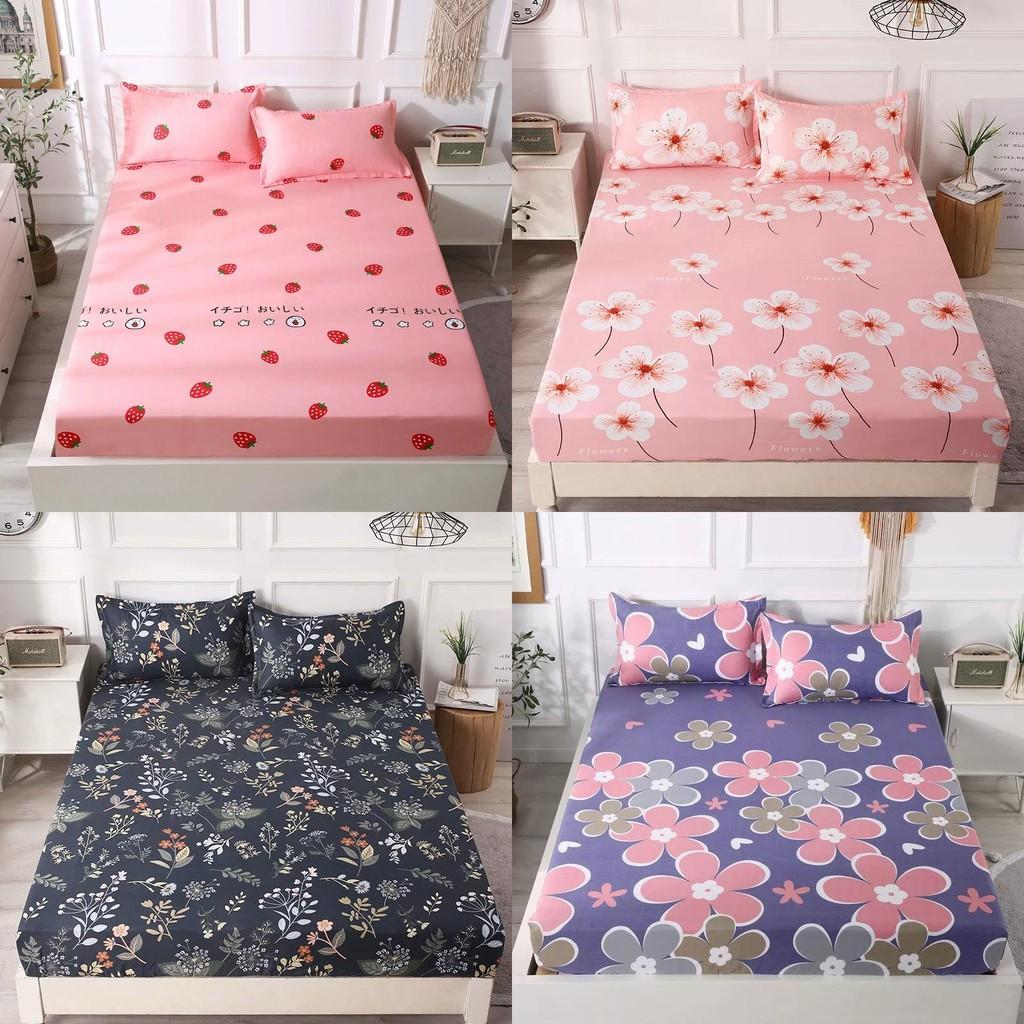 Print Flower Strawberry Bed Cover Dustproof Fabric Bedspread Protective Mattress