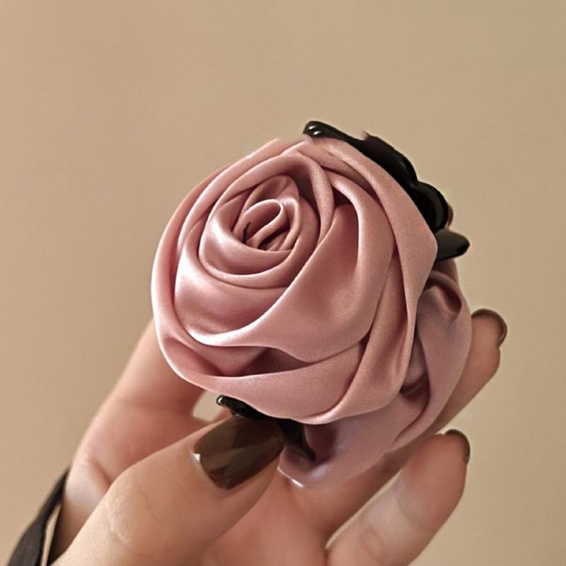 Non-Slip Satin Hair Claw Cute Ponytail Catch Strong Hold Princess Hairpin