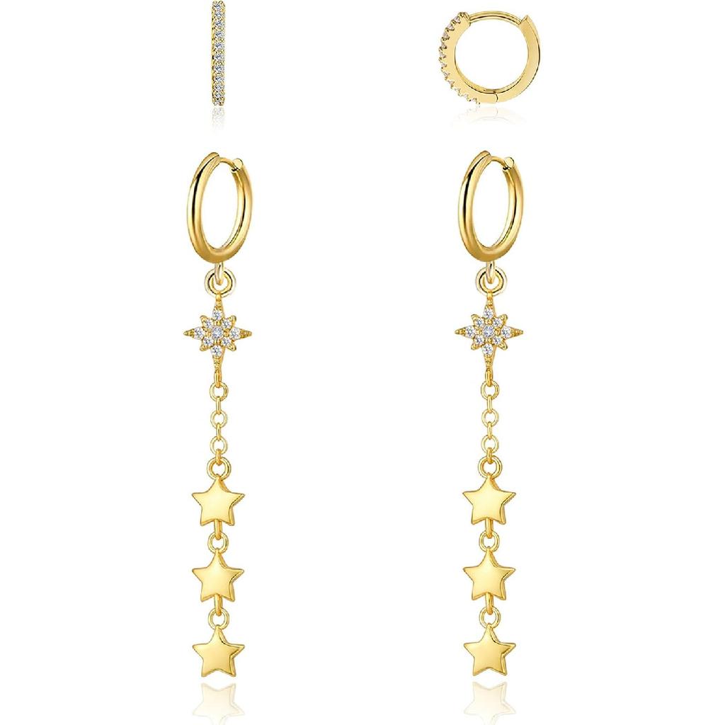 Gold Dangle Earrings for Women,Prom Jewelry Dainty Earring 14K Gold Plated Drop Earrings for Women Trendy Hypoallergenic CZ Dangling Earring