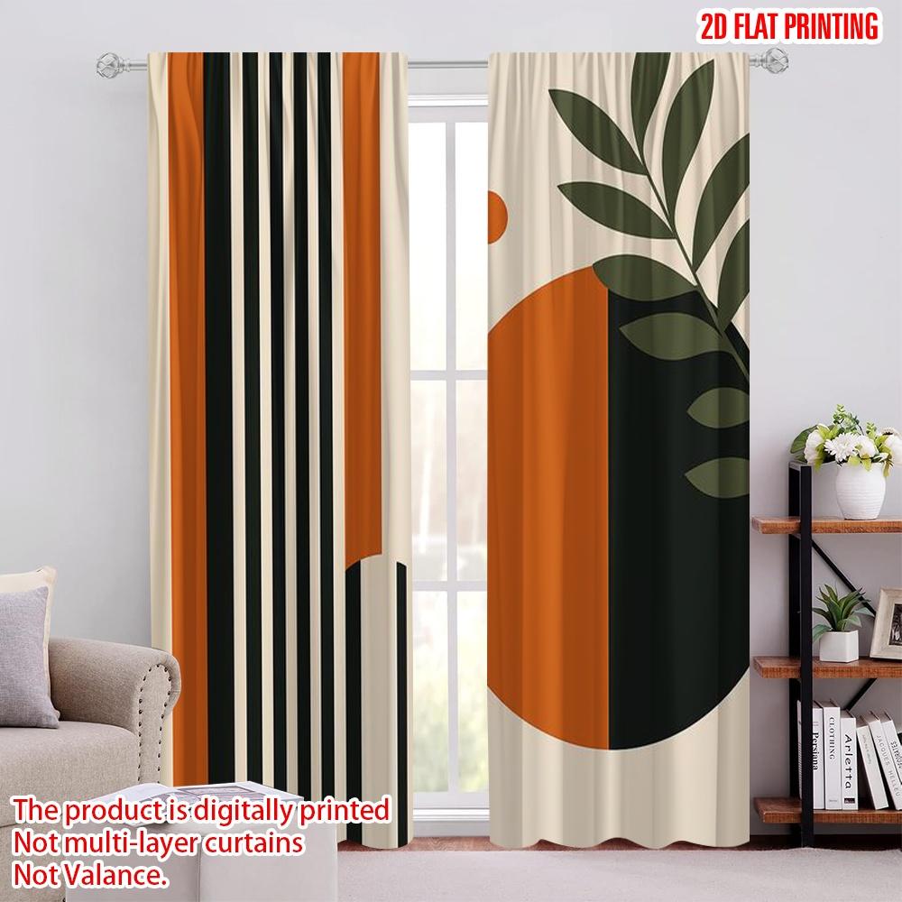 2pcs,2D plane printing Contemporary Curtains Retro Geometry Versatile Polyester (without rod) Art Deco Festive Use for Living