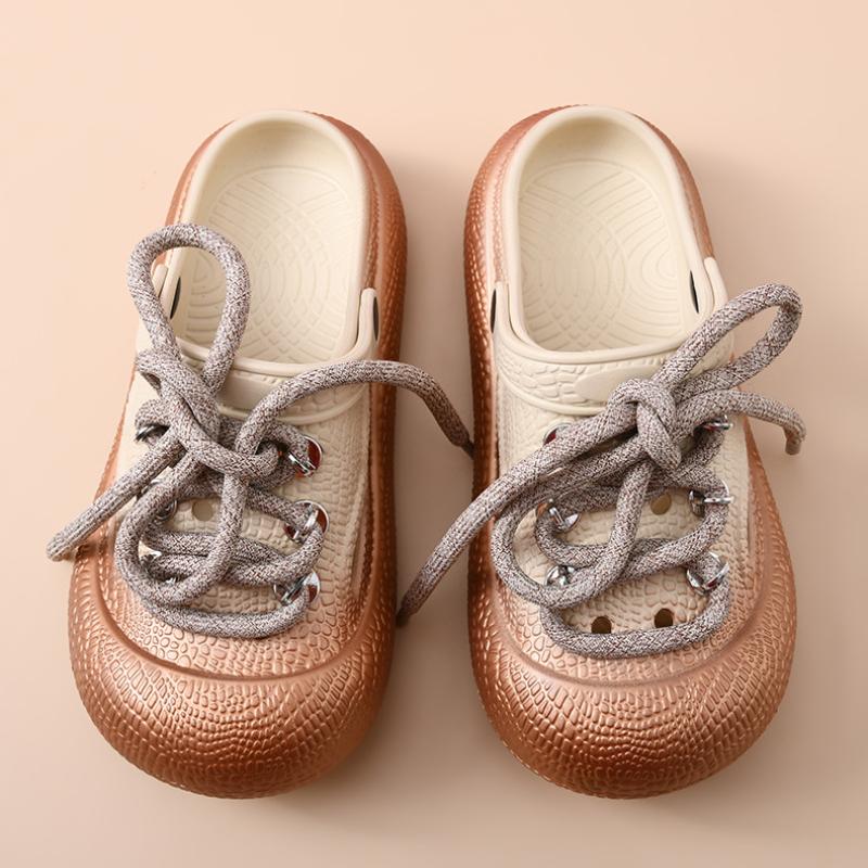 Fashion Plus Size Summer Platform Sandals For Women Men Home Street Garden Shoes Lace-up Style Silver Gold Clogs Couples Beach Slippers