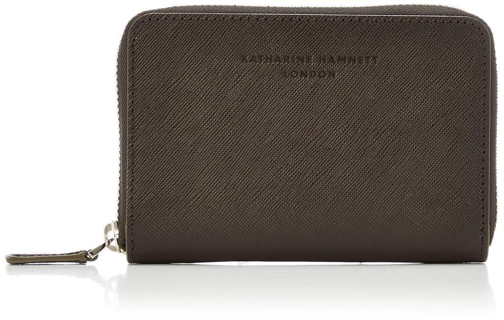 Katharine Hamnett London PRISM Bifold Premium Japanese Cow Prism Medium Round Dark Brown Wallet, Leather, Embossed, Size, Zipper,