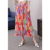 Spring New Fashion Pleated Skirt Digital Printing Long Skirt Elastic Waist Supply Temperament Commuting