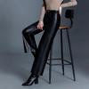Women's High-Waisted Leather Pants - 2025 Autumn/Winter Loose Straight-Leg Lambskin
