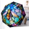 1pc Bee Stained Glass Automatic Open/Close Folding Umbrella - Compact 8-Rib Design, Daily Use, Perfect Gift for Friends & Family Yy251124218