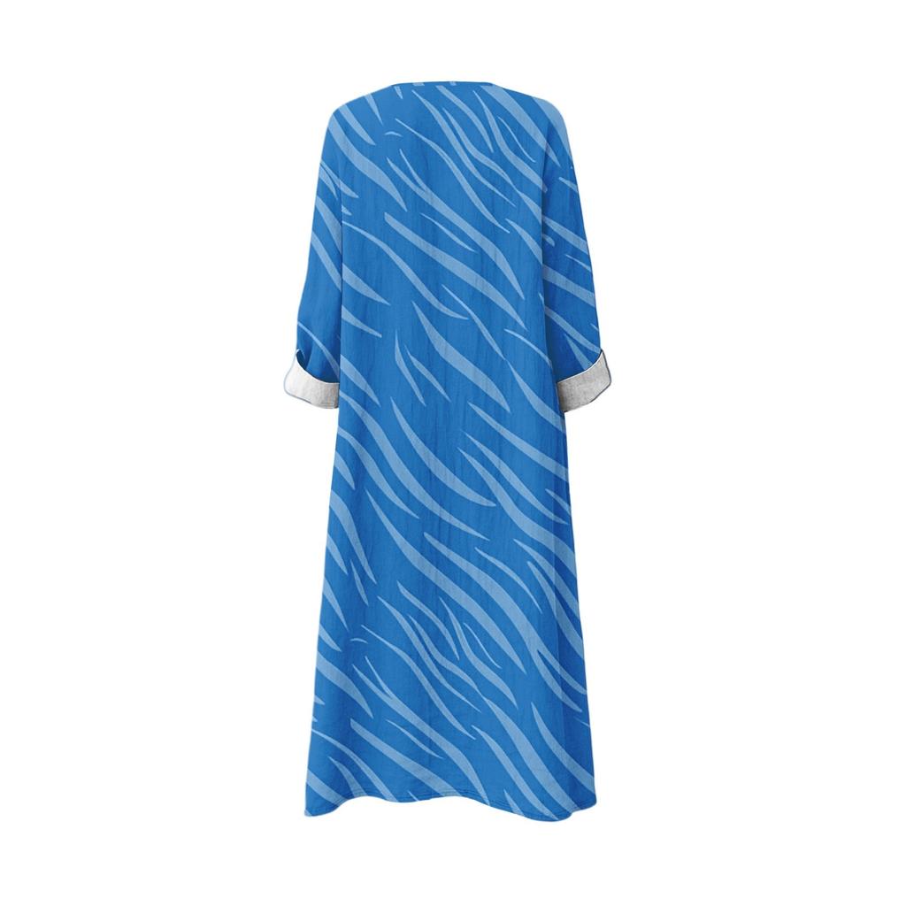 Women's Casual Fashion V-Neck Long Sleeve Floral Print Maxi Dress