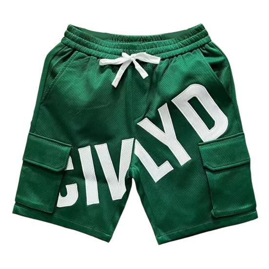 

Мужские летние повседневные шорты с эластичным шнурком на талии, широкие шорты с буквенным принтом и большими карманами, дизайнерские шорты-карго M