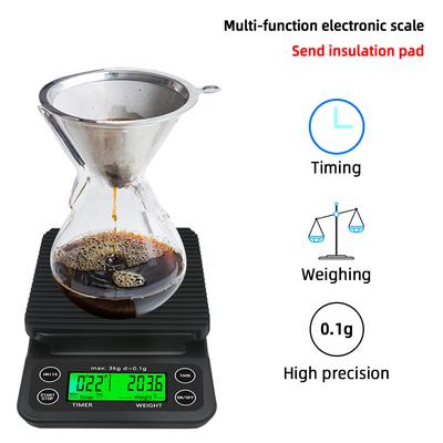 Drip Coffee Scale 1kg 2kg/1g 3kg 5kg/0.1g 10kg/1g Timer Food Weight LCD Electronic Kitchen Scale High Precision Weighing Balance