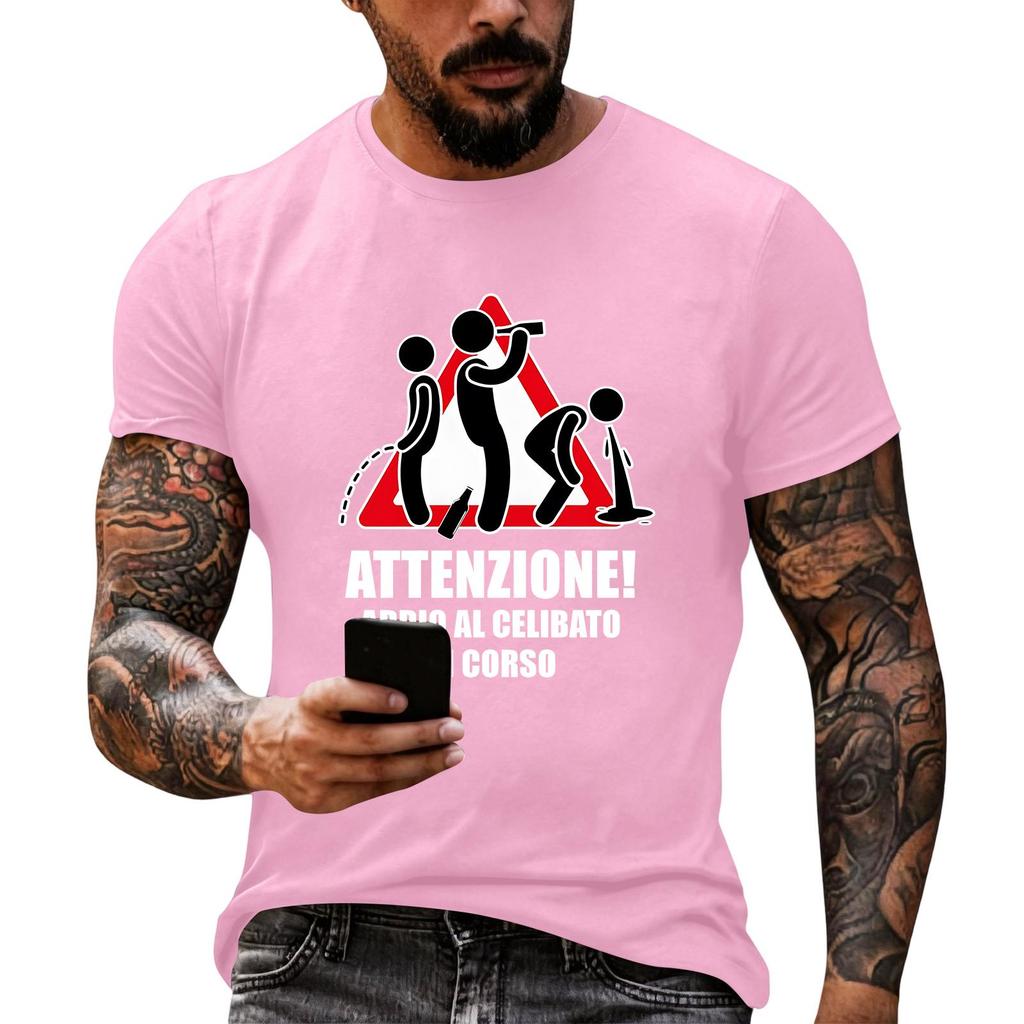 Men's Funny Party T-Shirt – 'Party in Progress' Print, Loose Fit Short Sleeve, Casual Tee for Parties