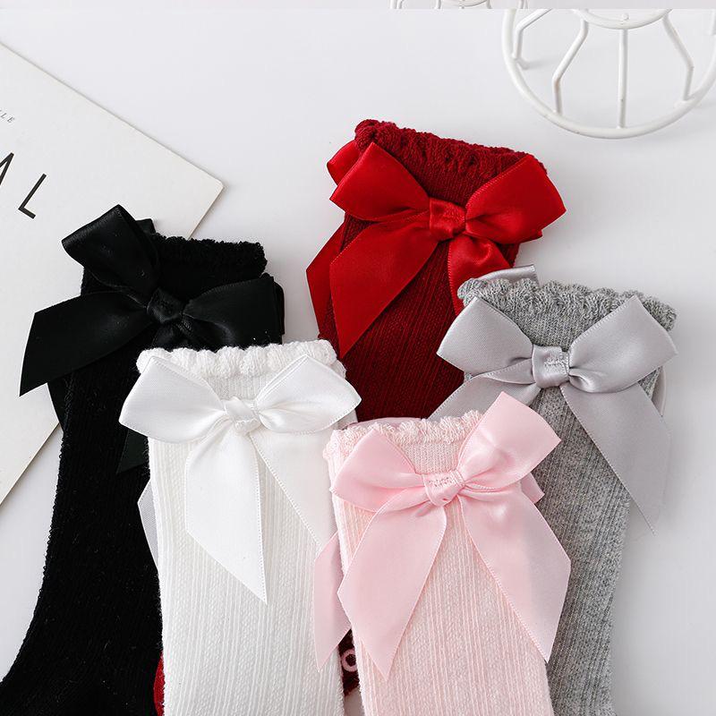 Baby Girls' Bow Mid-Calf Socks - Cotton Blend Princess Style