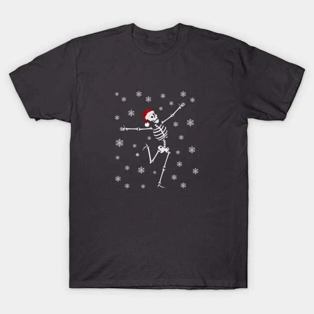 Skeleton Playing in the Snow Made in Australia T-Shirt 2XL