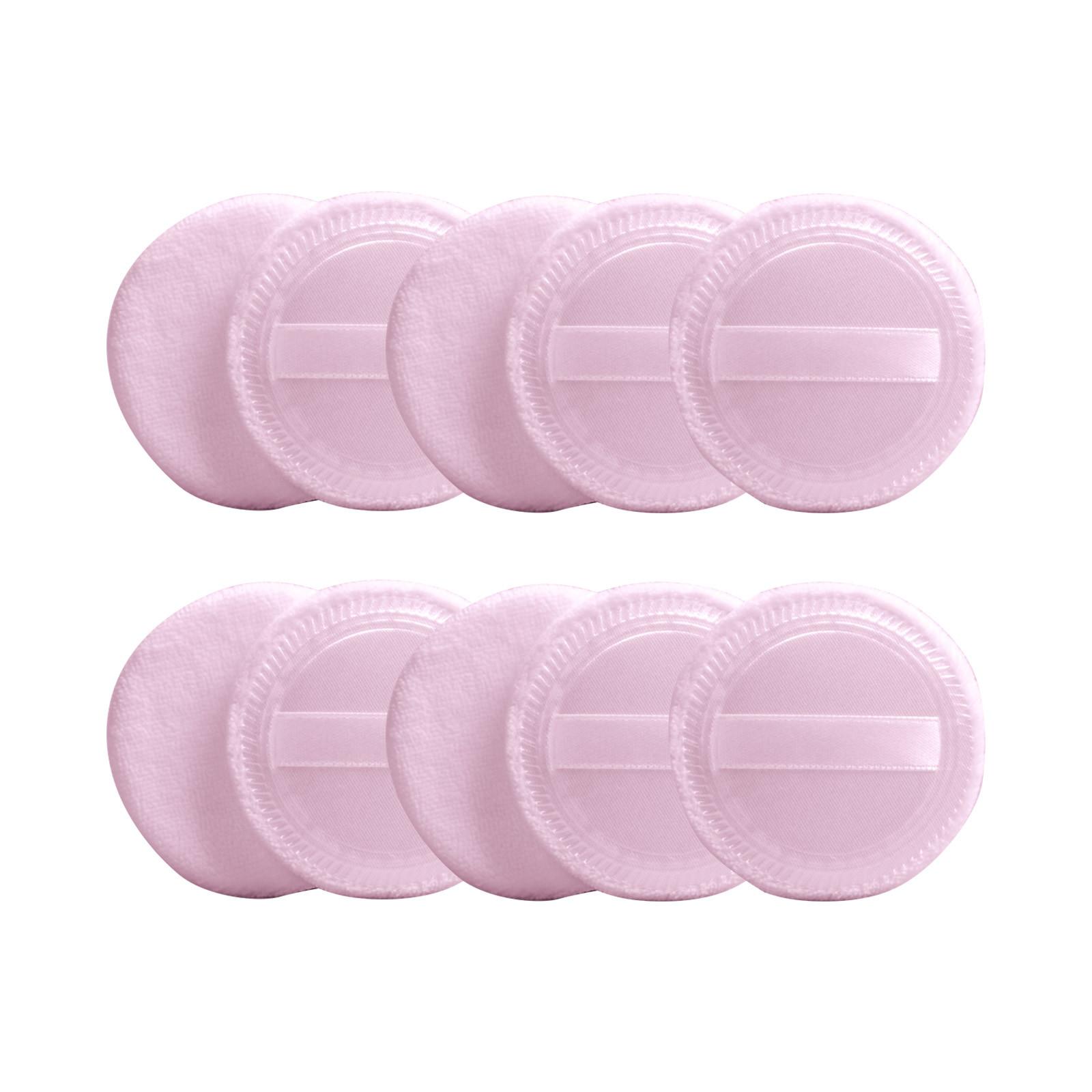 

10 шт. Пуховка Хлопковая Косметическая для Лица Макияж Пуховки Подушечки с Лентой для Рассыпчатой и Тональной Пудры 2,36 дюйма One Size розовый