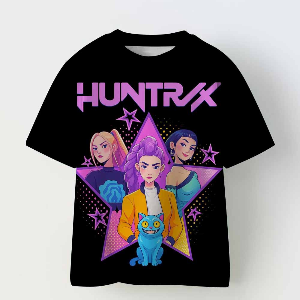 Kpop Demon Hunters Children's Clothing Short Sleeve T-shirt Kpop Demon Hunters Tiger Harajuku Tshirt for Boys Girls Gift