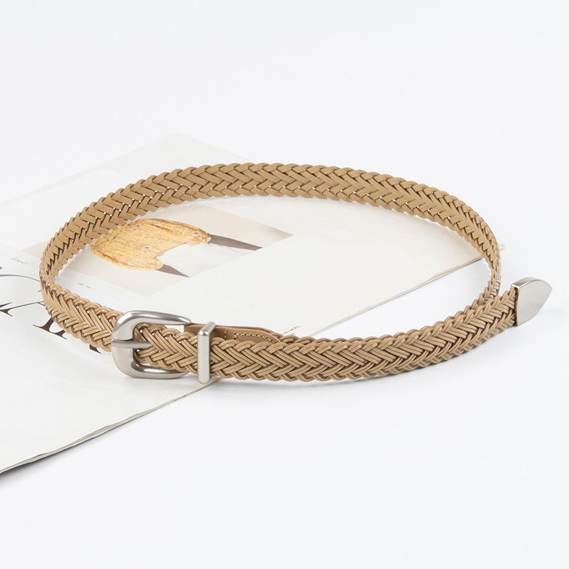 Women's Woven Vintage Belt, Paired with Denim, Casual Pants Decoration, Non Perforated Needle Buckle Belt, Lightweight Design