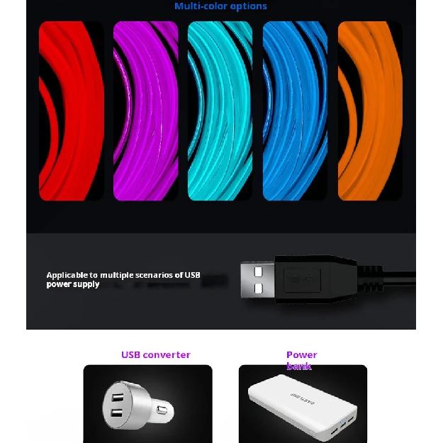 LED Decorative Car Interior Modification USB Atmosphere Light Cable Set For Golf Versa Tucson City-New Condition