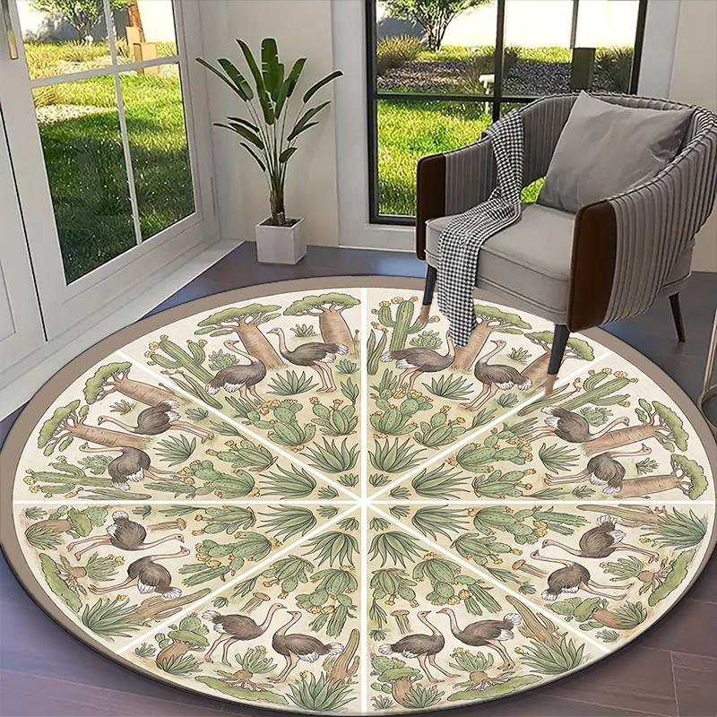 

1pc Lovely Capybara and Flower Printed Chair Rug for Home Office Use, Living Room Kitchen Game Room Round Carpet Diameter 60cm