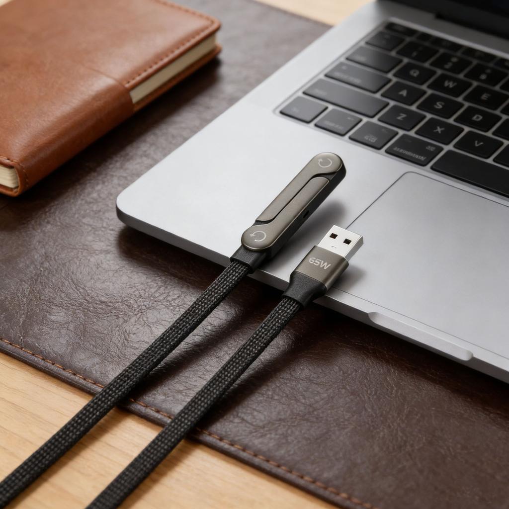 240W/65W Foldable Bracket Data Cable with Braided Cable Foldable Phone Holder Data Cable with Built-in Phone Stand for 17