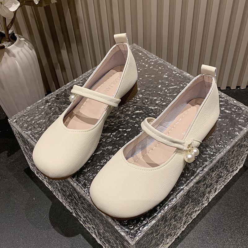

Low-heeled Mary Jane single shoes women s new spring and autumn soft soles with skirts Gentle ladyshoes 35 бежевий