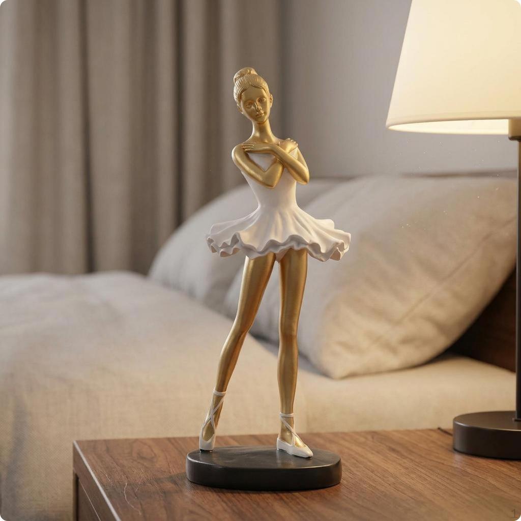 Figurina Ballerina Balletto Tutù Bianco Stile Ballerina in Piedi Finitura Lucida Ragazza